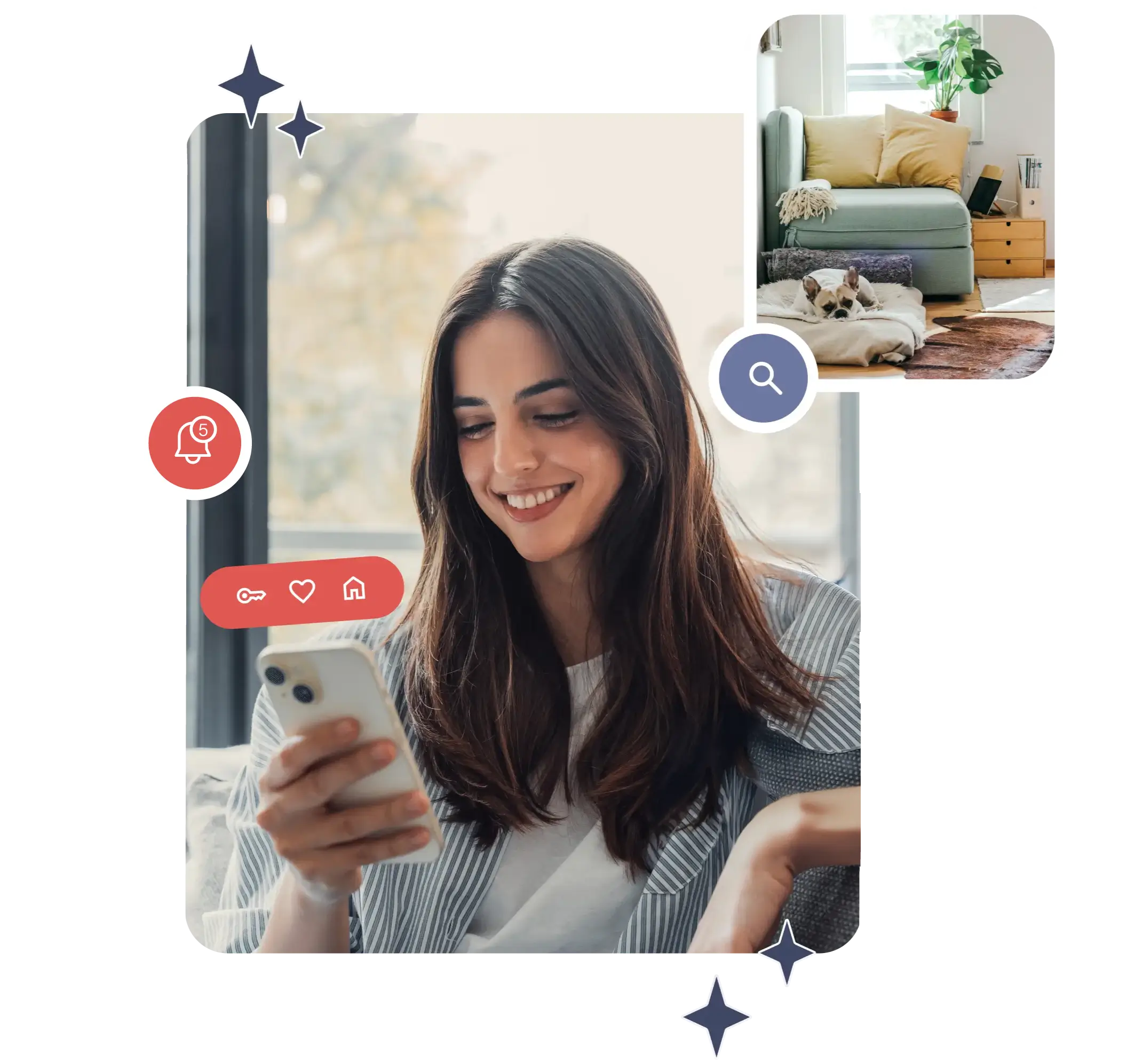 Nainen pitelee puhelinta.